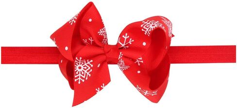 Baby Girl's Christmas Feather Headband Christmas Rose Chiffon Flower Elastic Hair Band (Green) in Kuwait