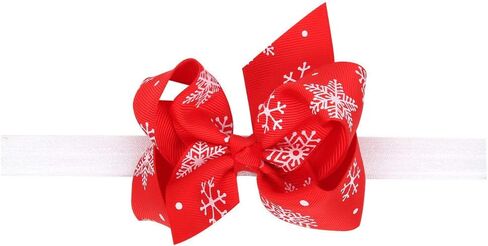 Baby Girl's Christmas Feather Headband Christmas Rose Chiffon Flower Elastic Hair Band (Green) in Kuwait