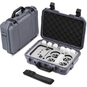 Neo Case, Waterproof Carrying Hard Case Shoulder Strap for DJI Neo Fly More Combo Accessories, with RC-N3 Remote Controller Battery Charging Hub (Grey)
