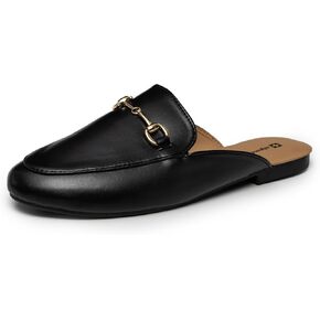 Alpine Swiss Erin Womens Flat Mules Loafers Round Toe Blackless Slide on Shoes
