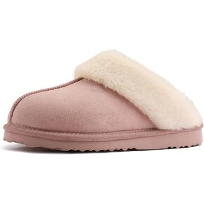 Women's Fuzzy Slippers, Warm and Cozy Slip On Fluffy Winter House Shoes for Women, Comfy Faux Suede Ladies House Slippers Indoor and Outdoor with Memory Foam