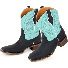 LISHAN Women's Square Toe Western Cowgirl Cowboy Boots