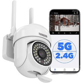 EVERSECU 2K 3.0MP Outdoor WiFi PTZ Security Camera, 2.4G&5G WiFi, Auto Tracking, 2 Way Audio, Color & Infrared Night Vision, Work with Alexa, SD Card & Cloud Storage, ONVIF Compliant IP Camera(4pack)