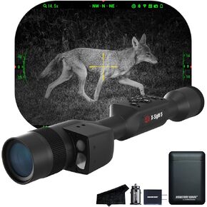 ATN X-Sight 5 Ultra HD 4K+ Smart Day & Night Vision Scope with Built-in Ballistic Calculator | One Shot Zero, Recoil Activated Dual Stream Video, Slow Motion 240 FPS | Exclusive Signature Series Kit