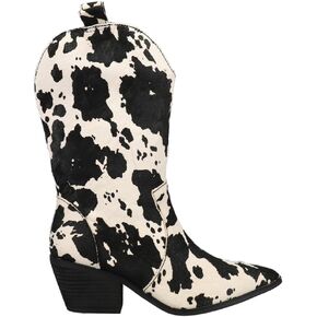 Dingo Womens Live A Leather Cow Printed Snip Toe Casual Boots Mid Calf Low Heel 1-2" - Green