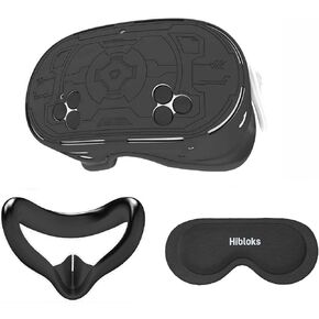 Silicone Cover Set Compatible with Meta Quest 3S, VR Headset Shell Protective Protector Cover, Silicone Face Pad Cover and Lens Protective Cover for Meta/Oculus Quest 3S Accessories