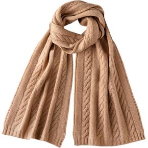 Soft Warm 100% Cashmere Scarf for Women Lightweight Luxury Cable Stitch Scarves with Gift Box