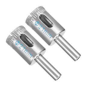 Diamond Drill Bits, 21mm Cutting Diameter, Nickel-Plated Coating Diamond Core Drill Hole Saws - (Applications: for Glass Precision Drilling Bits Tools), 2-Pieces