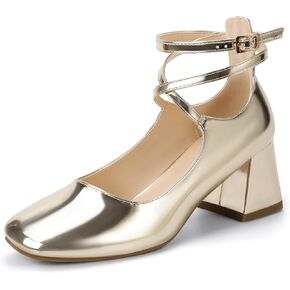 IDIFU IN2 Mary Jane Shoes Strappy Low مكتنزة كتلة مغلقة اصبع القدم الكعب اللباس أحذية للنساء الزفاف العمل مكتب الأعمال حفلة موسيقية أحذية مريحة أنيقة رسمية خمر قصيرة مربع اصبع القدم مضخات in Kuwait