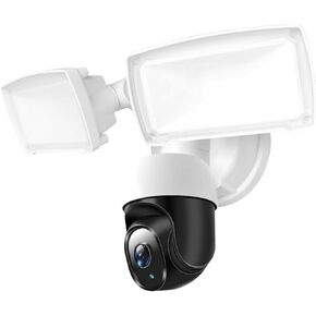Floodlight Camera,Outdoor Security Camera with 2-Way Talk,355 Pan & 90 Tilt Smart Camera,1080P, 2000 Lumens, Auto Tracking, Color Night Vision, 90db Siren,Hard Wired (White)