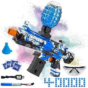 Electric Gel Ball Blaster, High Speed Automatic Splatter Ball Blaster with 40000+ and Goggles, JIFTOK Rechargeable Splatter Ball Toys for Outdoor Activities Shooting Game Party Favors-Blue