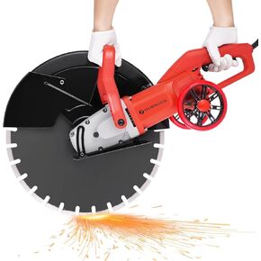 YUCHENGTECH 7200W Electric Concrete Saw 14" Concrete Wet Saw Cutter Wall Chaser Concrete Cutter Wet/Dry Corded Circular Saw with 163mm Saw Blade and Rolling Pulley for Concrete Granite Brick Porcelai