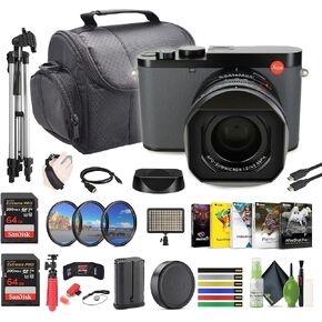 Leica Q3 43 Compact Digital Camera (19084) 60MP Full-Frame BSI CMOS Sensor, APO-Summicron 43mm f/2 ASPH Lens, 8K Video Recording + 2X 64GB SD Card+ Cleaning Kit + Bag + Flexible Vlogging Tripod+ More