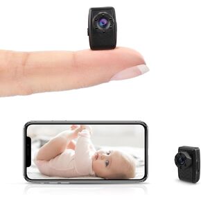 Mini Camera Wireless with 1080P HD Small Surveillance Cameras Back Clip Wearable Video Recorder with IR Night Vision Body Cam for Indoor Home Security (No Built-in Battery) (Black A)