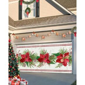 Christmas Garage Door Banner Cover 7 x 8 ft, Merry Christmas Happy Snowman Red Truck Christmas Tree Christmas Garage Door Decorations Holiday Christmas Backdrop Decor for Winter New Year Xmas Party