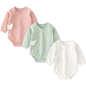 Newborn Cotton Baby Girls Boys Solid Bodysuit Long Sleeve Romper 3-pack One-Piece Baby Clothes