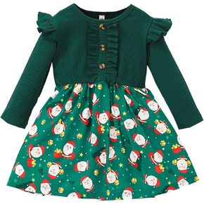 VINUOKER Toddler Girl Fall Dress Baby Girls Floral Dress Long Sleeve Clothes Winter Dress for Toddler Girls