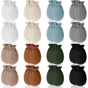 Coume 16 Pairs Newborn Baby Mittens No Scratch Cotton Elastic Wrist Gloves Preemie Mittens Baby Gloves Newborn Infant Toddler Gloves for 0-6 Months Boys Girls