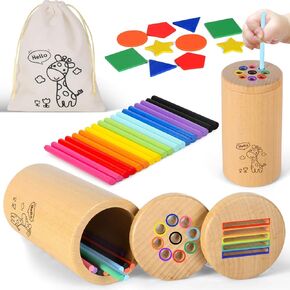 Montessori Toys for 1+ Year Old, Wooden Color Sorting Toys for Toddlers 1-3, Fine Motor Skills Sensory Toys 12+ Month, Matching Games Preschool Learning Educational Toys for 1 2 3 Year Old Boys Girls