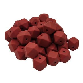 50pcs Maroon Color 14mm Silicone Hexagon Pearl Beads Silicone Geometry Spacer Beads for DIY Beading Mom Jewelry Necklace Making