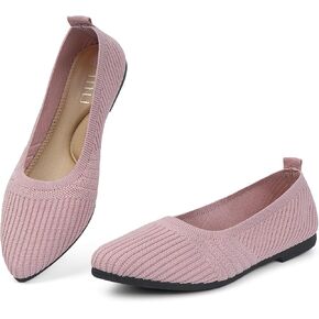 MUSSHOE Women's Knit Flats Pointed Toe Ballet Flat Shoes Comfortable Slip On Flats for Dressy Work Travel Wedding