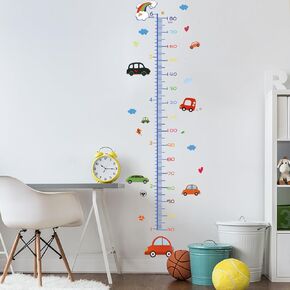 Rocket Self-adheve Vinyl Nursery Wall Decal Baby Growth Chart Sticker for Bedroom Play Room Peel and Stick Kindergarten Height Measure Mural