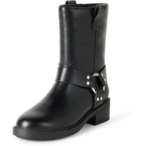 The Drop Women's Lilith Short Moto Boot with Buckles Biker