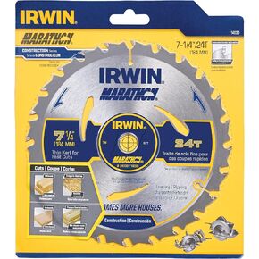 Irwin GIDDS2-286112 Marathon 7-1/4" 24 Tooth ATB Framing and Ripping Saw Blade with 5/8" and Diamond Knockout Arbor