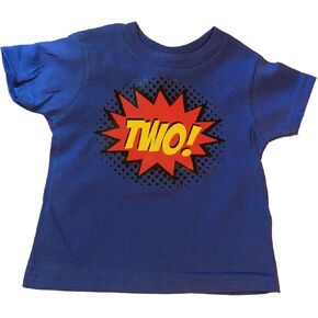 Custom Kingdom Boys Two SuperheroComic Book Hero 2nd Birthday Boy Shirt 2 Years Old Colorful Second Birthday T-Shirt