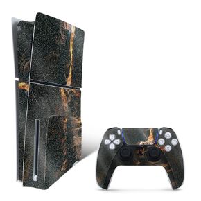 Glossy Glitter Gaming Skin Compatible with PlayStation 5 Slim Disk Edition Combo with Controller - Onlooker - Premium 3M Vinyl Protective Wrap Decal Cover | Crafted in The USA by MightySkins