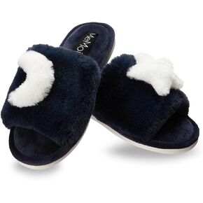MeMoi Women's Star and Moon Plush Slippers