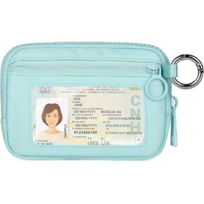 Didida The Iris Wallet Zip Card Case with ID Window Purses for Women Coin Purse with Zipper Mini Portable Keychain Wallet, Black