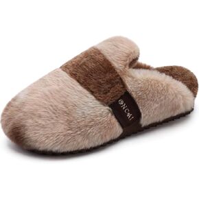 ONCAI Women's Slippers, Plush Faux Fur Soft Cushion Comfortable Memory Foam Slip On House Slippers with Hard Rubber Soles Indoor/Outdoor Winter Warm Fashion, US Size 6-11