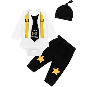 Christmas Outfit Baby Boys Romper Pants With Hat Thanksgiving My First New Year Clothes Set
