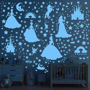 Glow in The Dark Stars for Ceiling - 3 Pcs Luminous Wall Decals Peel and Stick Removable Fairy Ranibow Butterfly Wall Stickers Kids Girls Room Decor Bedroom Nursery Living Room Wall Decor