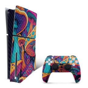 Glossy Glitter Gaming Skin Compatible with PlayStation 5 Slim Disk Edition Combo with Controller - Fluorescent - Premium 3M Vinyl Protective Wrap Decal Cover | Crafted in The USA by MightySkins