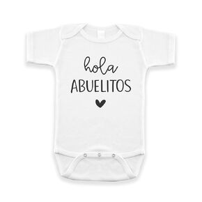 Hola Abuelitos Spanish Pregnancy Announcement Infant Bodysuit for Grandparents - Abuelo y Abuela Gift for New Baby Reveal! (White)