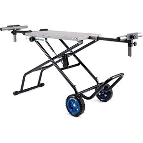 Evolution MCSSTAND | Mitering Chop Saw Stand with Powerlift Assist | Heavy-Duty Steel Frame | All-Terrain Wheels | Compatible with Evolution S355MCS, S380CPS, S355CPSL | Gas-Strut Lift