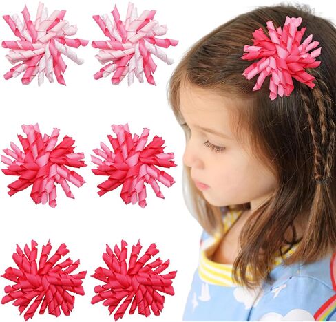 CÉLLOT Boutique Girls' Curly Korker Bow Pop Up Hair Bow Alligator Hair Clips for Birthday Party Dancing Cheering Festival -Pink Series in Saudi Arabia