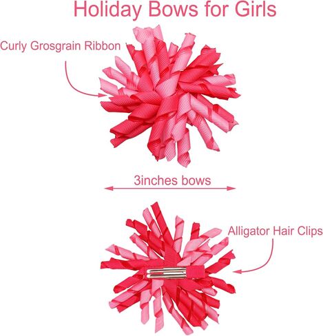 CÉLLOT Boutique Girls' Curly Korker Bow Pop Up Hair Bow Alligator Hair Clips for Birthday Party Dancing Cheering Festival -Pink Series in Saudi Arabia