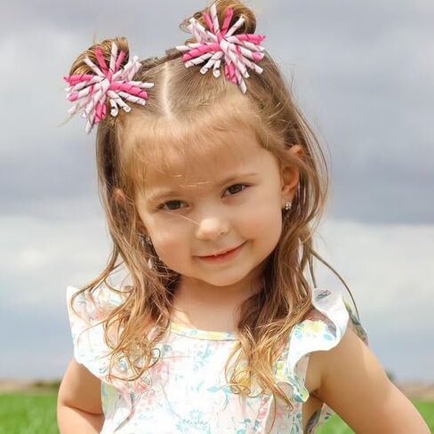 CÉLLOT Boutique Girls' Curly Korker Bow Pop Up Hair Bow Alligator Hair Clips for Birthday Party Dancing Cheering Festival -Pink Series in Saudi Arabia