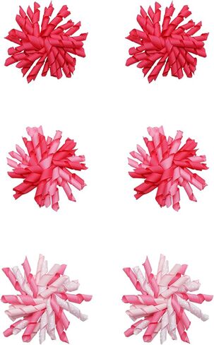 CÉLLOT Boutique Girls' Curly Korker Bow Pop Up Hair Bow Alligator Hair Clips for Birthday Party Dancing Cheering Festival -Pink Series in Saudi Arabia