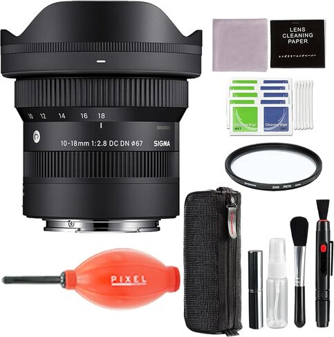 Sigma 10-18mm f/2.8 DC DN Contemporary Lens for Sony-E Mount with Pixel Advance Accessories and Travel Bundle | 207965 | Sigma 10-18mm f/2.8 Sony in Saudi Arabia