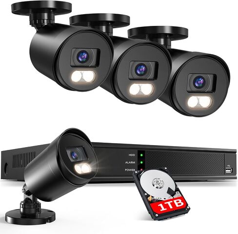 EZFIX 4K PoE NVR Security Camera System Outdoor, 4pcs Wired 5MP PoE IP Cameras with Person Vehicle Detection, 4K 8CH POE NVR, Color Night Vision, 24/7 Home Surveillance in Saudi Arabia