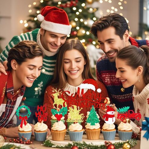 36 جهاز كمبيوتر شخصى عيد ميلاد سعيد كب كيك القبعات العالية بريق 4-لون عيد الميلاد كب كيك يختار عيد الميلاد المسواك لعيد الميلاد موضوع السنة الجديدة عيد الميلاد عطلة حزب كعكة الزينة لوازم in Saudi Arabia