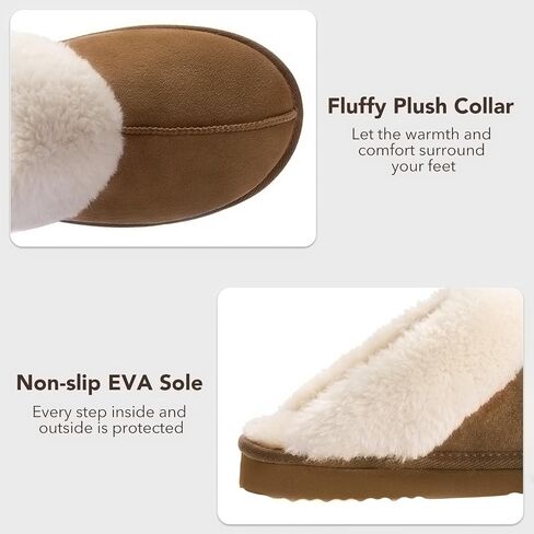 Women's Fuzzy Slippers, Warm and Cozy Slip On Fluffy Winter House Shoes for Women, Comfy Faux Suede Ladies House Slippers Indoor and Outdoor with Memory Foam in Saudi Arabia