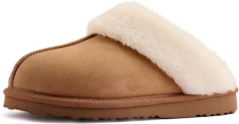 Women's Fuzzy Slippers, Warm and Cozy Slip On Fluffy Winter House Shoes for Women, Comfy Faux Suede Ladies House Slippers Indoor and Outdoor with Memory Foam in Saudi Arabia