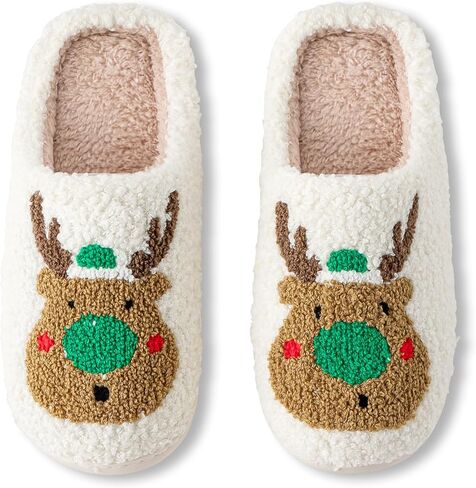 Christmas Slippers For Women Soft Warm Plush Fuzzy Slippers Indoor Memory Foam Slippers Cozy Fluffy Home Slippers for Winter in Saudi Arabia