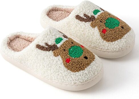 Christmas Slippers For Women Soft Warm Plush Fuzzy Slippers Indoor Memory Foam Slippers Cozy Fluffy Home Slippers for Winter in Saudi Arabia