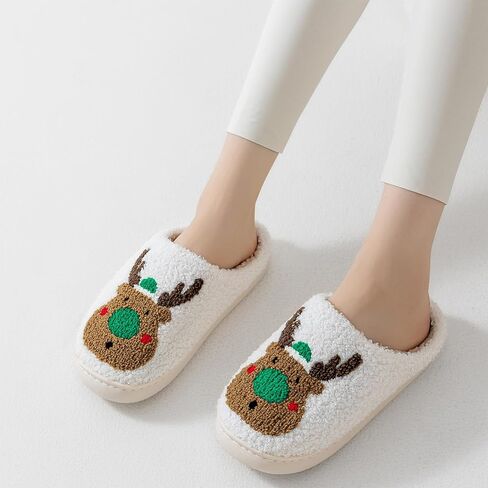 Christmas Slippers For Women Soft Warm Plush Fuzzy Slippers Indoor Memory Foam Slippers Cozy Fluffy Home Slippers for Winter in Saudi Arabia